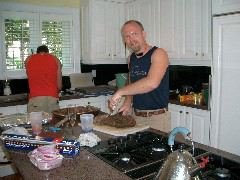 Dave cutting up the meat for the party